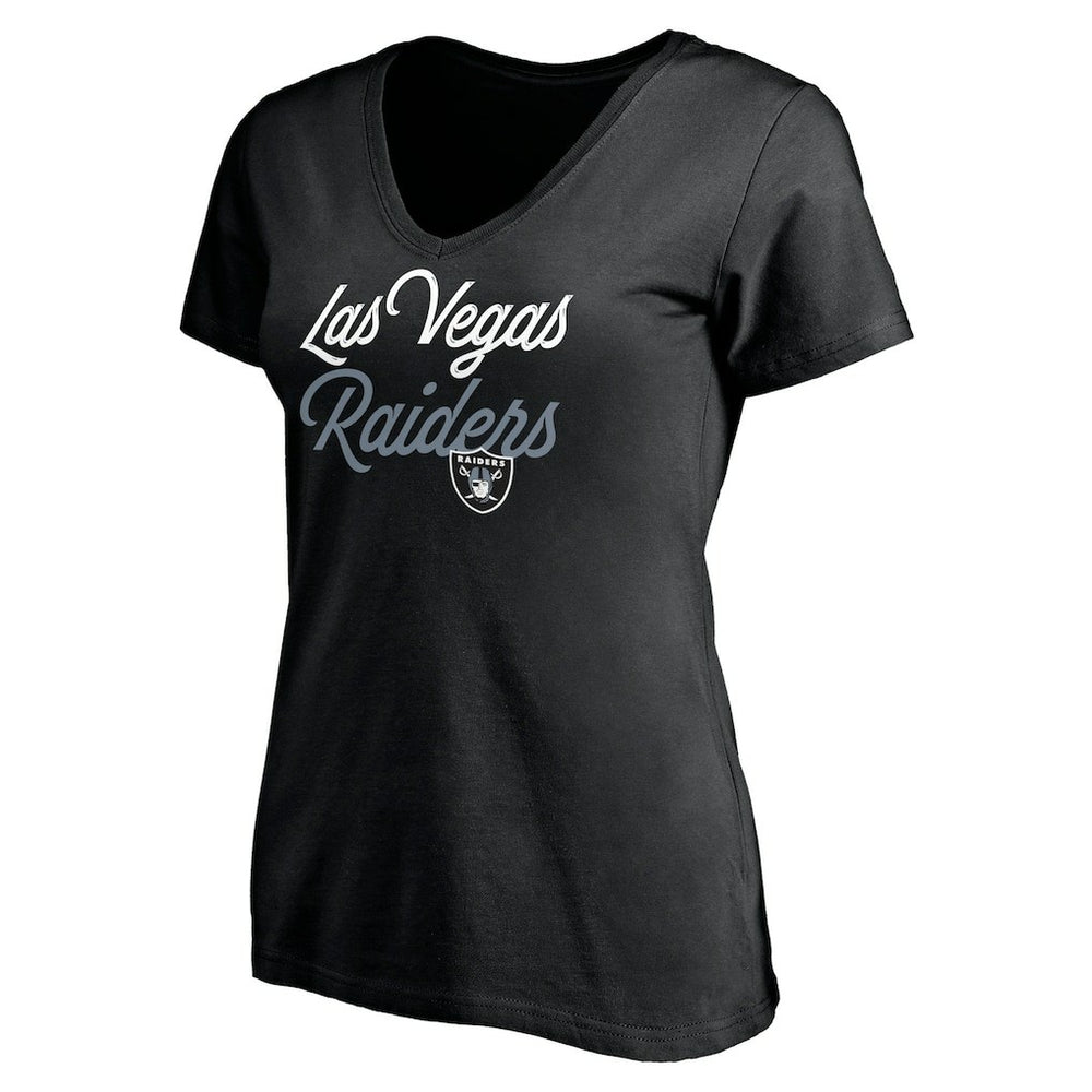 Las Vegas Raiders Women's Long Stride V-Neck T-Shirt - Black sale