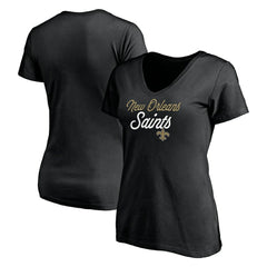 New Orleans Saints Women's Long Stride V-Neck T-Shirt - Black cheap
