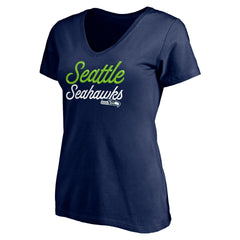 Seattle Seahawks Women's Long Stride V-Neck T-Shirt - College Navy online
