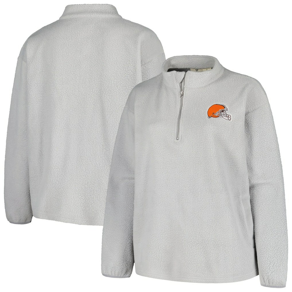 Cleveland Browns Profile Women's Plus Size Sherpa Quarter-Zip Jacket - Gray online