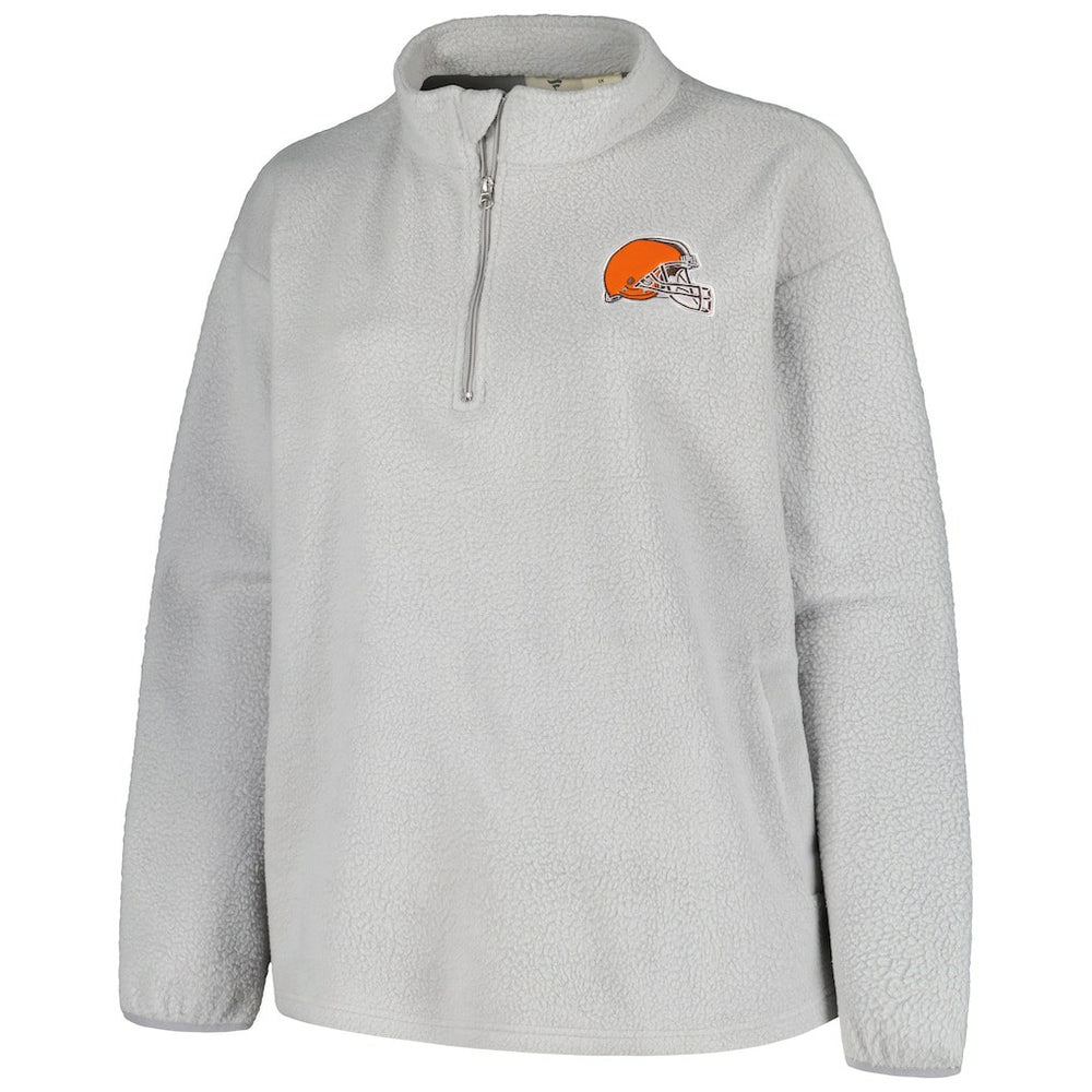 Cleveland Browns Profile Women's Plus Size Sherpa Quarter-Zip Jacket - Gray online