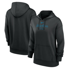 Miami Marlins Women's Authentic Collection Performance Pullover Hoodie - Black | Nike