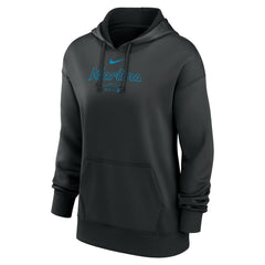 Miami Marlins Women's Authentic Collection Performance Pullover Hoodie - Black | Nike