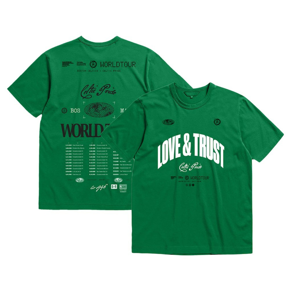 Boston Celtics Bleacher Report x  Unisex World Tour T-Shirt - Kelly Green | Mitchell & Ness outlet