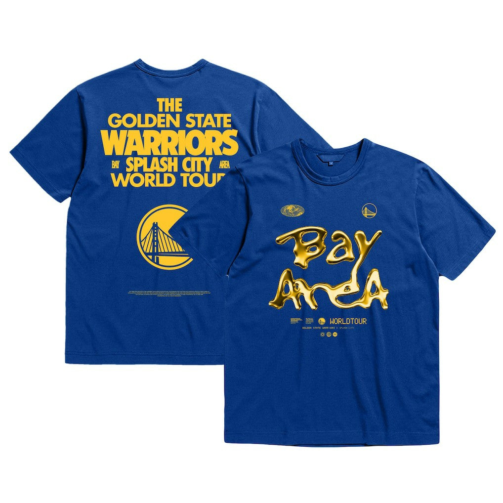 Golden State Warriors Bleacher Report x  Unisex World Tour T-Shirt - Royal | Mitchell & Ness cheap