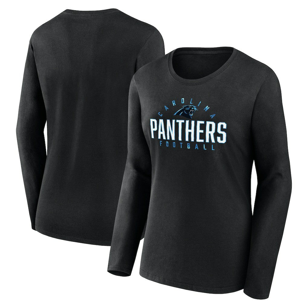 Carolina Panthers Women's Plus Size Foiled Play Long Sleeve T-Shirt - Black sale