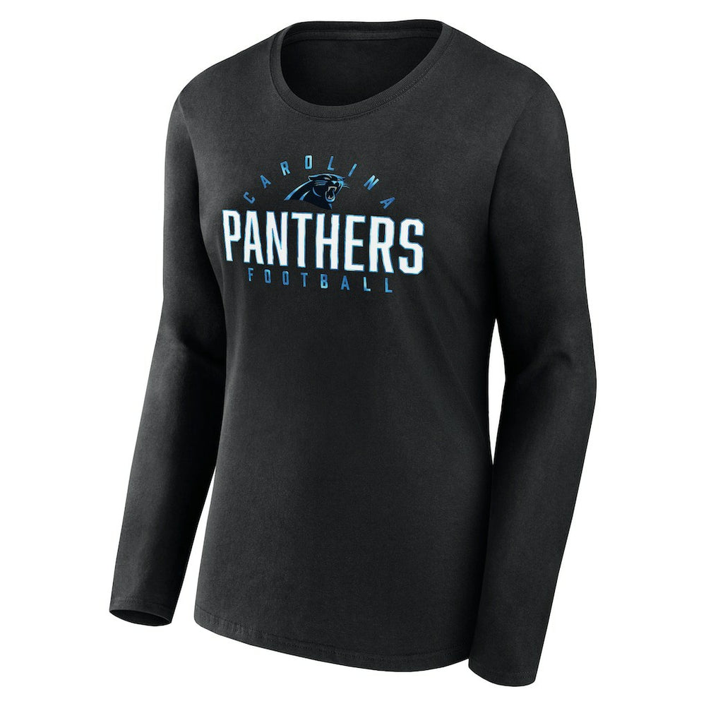 Carolina Panthers Women's Plus Size Foiled Play Long Sleeve T-Shirt - Black sale