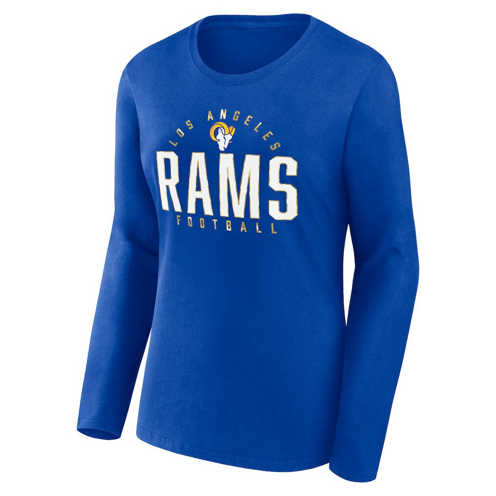 Los Angeles Rams Women's Plus Size Foiled Play Long Sleeve T-Shirt - Royal discount