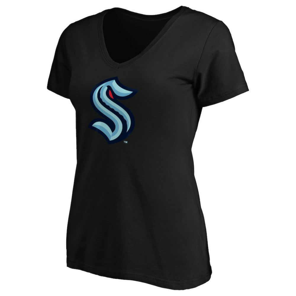 Seattle Kraken Women's Primary Logo V-Neck T-Shirt Black