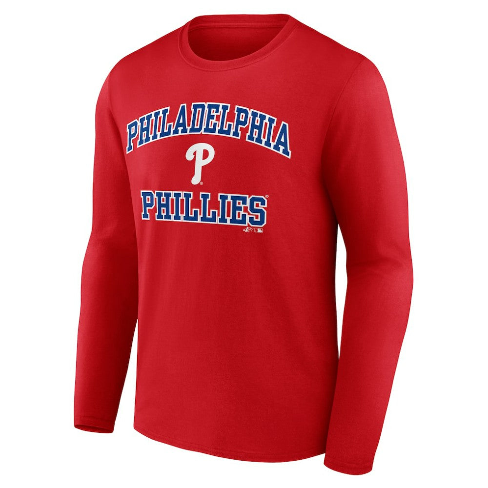 Philadelphia Phillies Logo Athletic Heart & Soul Long Sleeve T-Shirt - Red