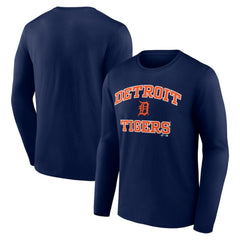 Detroit Tigers Logo Athletic Heart & Soul Long Sleeve T-Shirt - Navy