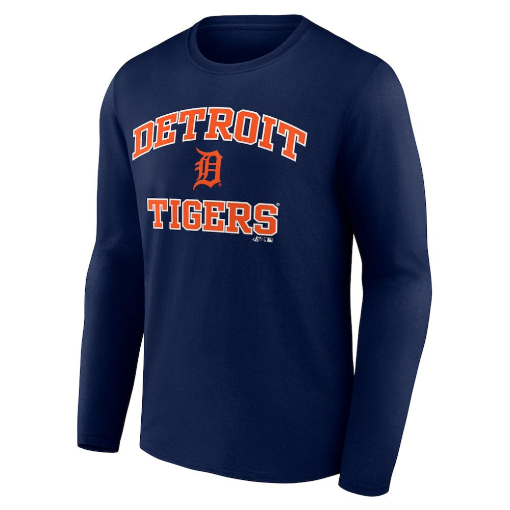 Detroit Tigers Logo Athletic Heart & Soul Long Sleeve T-Shirt - Navy