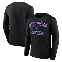 Colorado Rockies Logo Athletic Heart & Soul Long Sleeve T-Shirt - Black