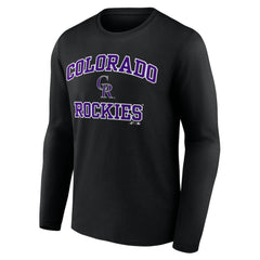 Colorado Rockies Logo Athletic Heart & Soul Long Sleeve T-Shirt - Black