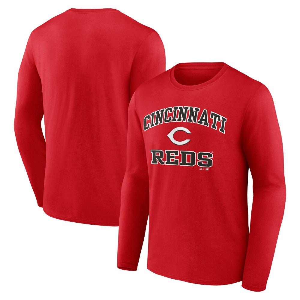 Cincinnati Reds Logo Athletic Heart & Soul Long Sleeve T-Shirt - Red