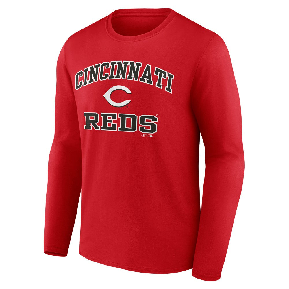 Cincinnati Reds Logo Athletic Heart & Soul Long Sleeve T-Shirt - Red
