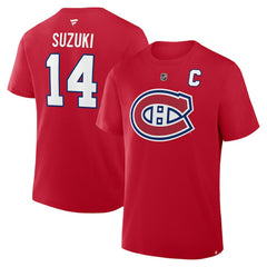 Nick Suzuki Montreal Canadiens Fanatics Authentic Stack Name & Number T-Shirt Red