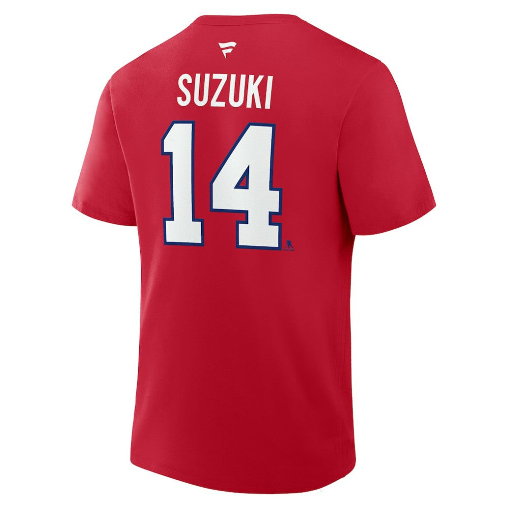 Nick Suzuki Montreal Canadiens Fanatics Authentic Stack Name & Number T-Shirt Red