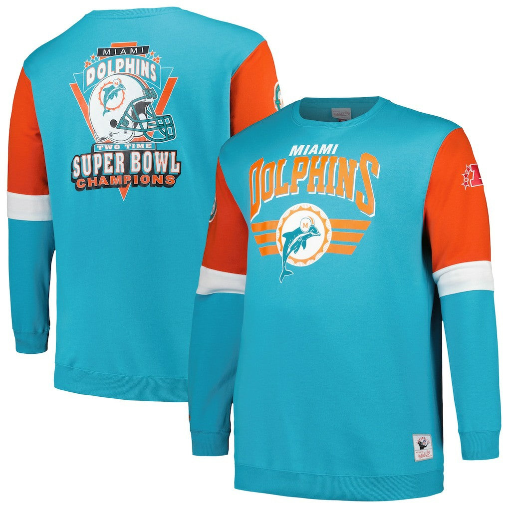 Miami Dolphins Big & Tall Fleece Pullover Sweatshirt - Aqua cheap