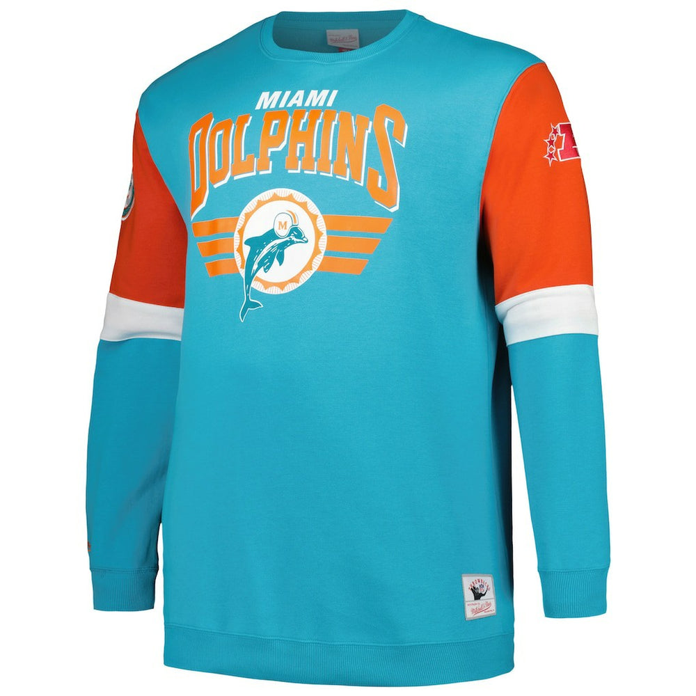 Miami Dolphins Big & Tall Fleece Pullover Sweatshirt - Aqua cheap