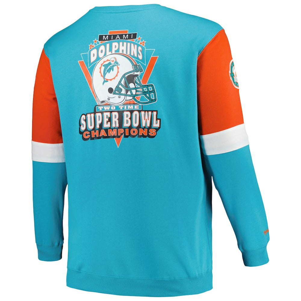 Miami Dolphins Big & Tall Fleece Pullover Sweatshirt - Aqua cheap