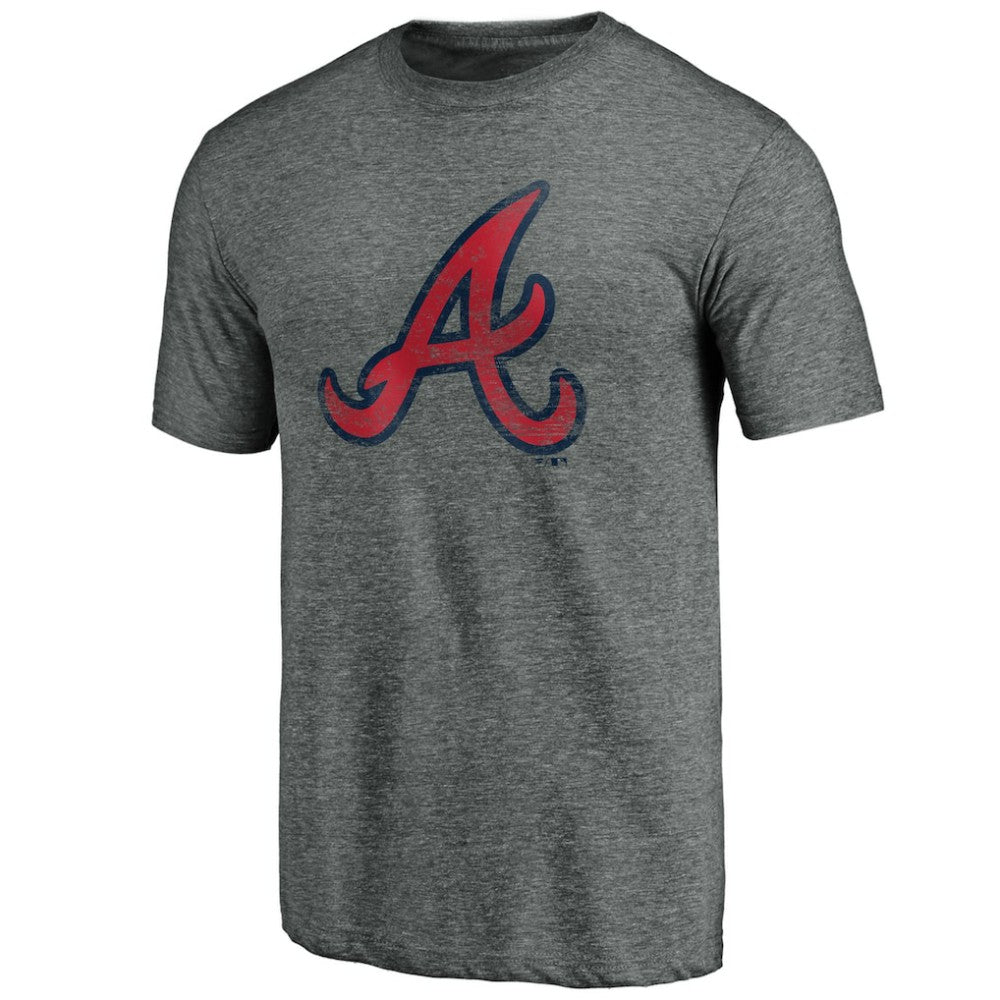 Atlanta Braves Official Logo Tri-Blend T-Shirt - Heather Gray