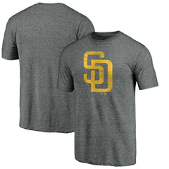 San Diego Padres Official Logo Tri-Blend T-Shirt - Heather Gray