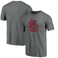 St. Louis Cardinals Official Logo Tri-Blend T-Shirt - Heather Gray
