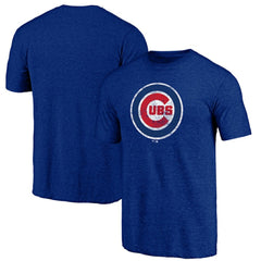 Chicago Cubs Official Logo Tri-Blend T-Shirt - Heather Royal