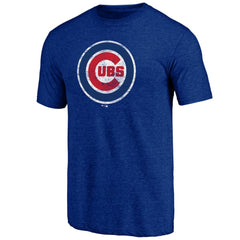 Chicago Cubs Official Logo Tri-Blend T-Shirt - Heather Royal