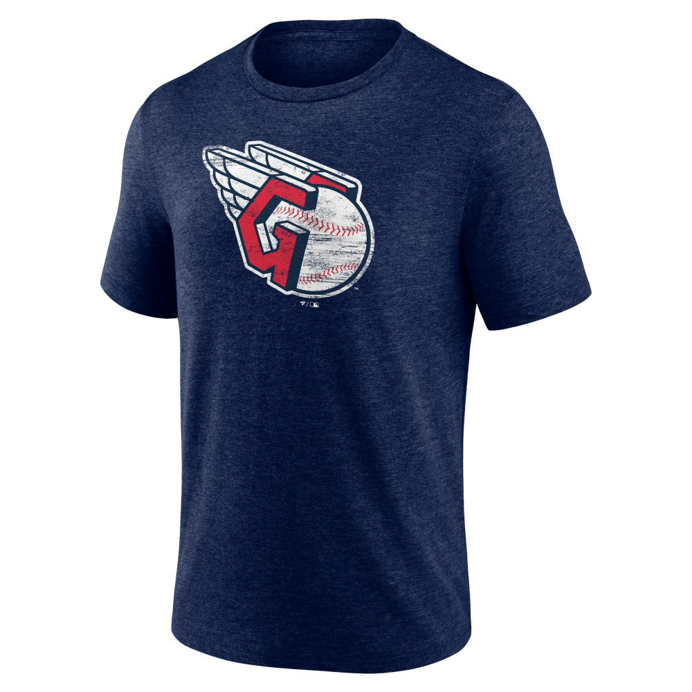 Cleveland Guardians Official Logo Tri-Blend T-Shirt - Heather Navy