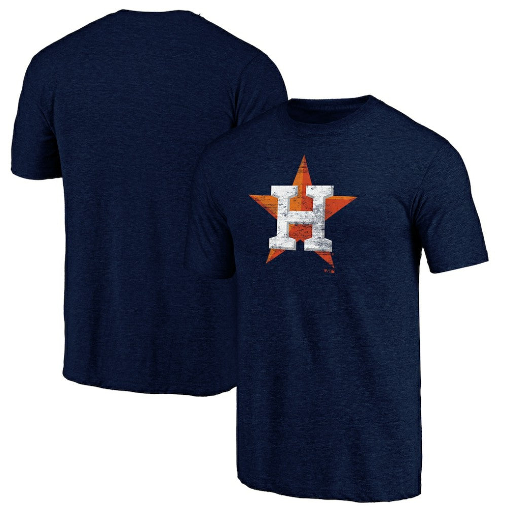 Houston Astros Official Logo Tri-Blend T-Shirt - Heather Navy