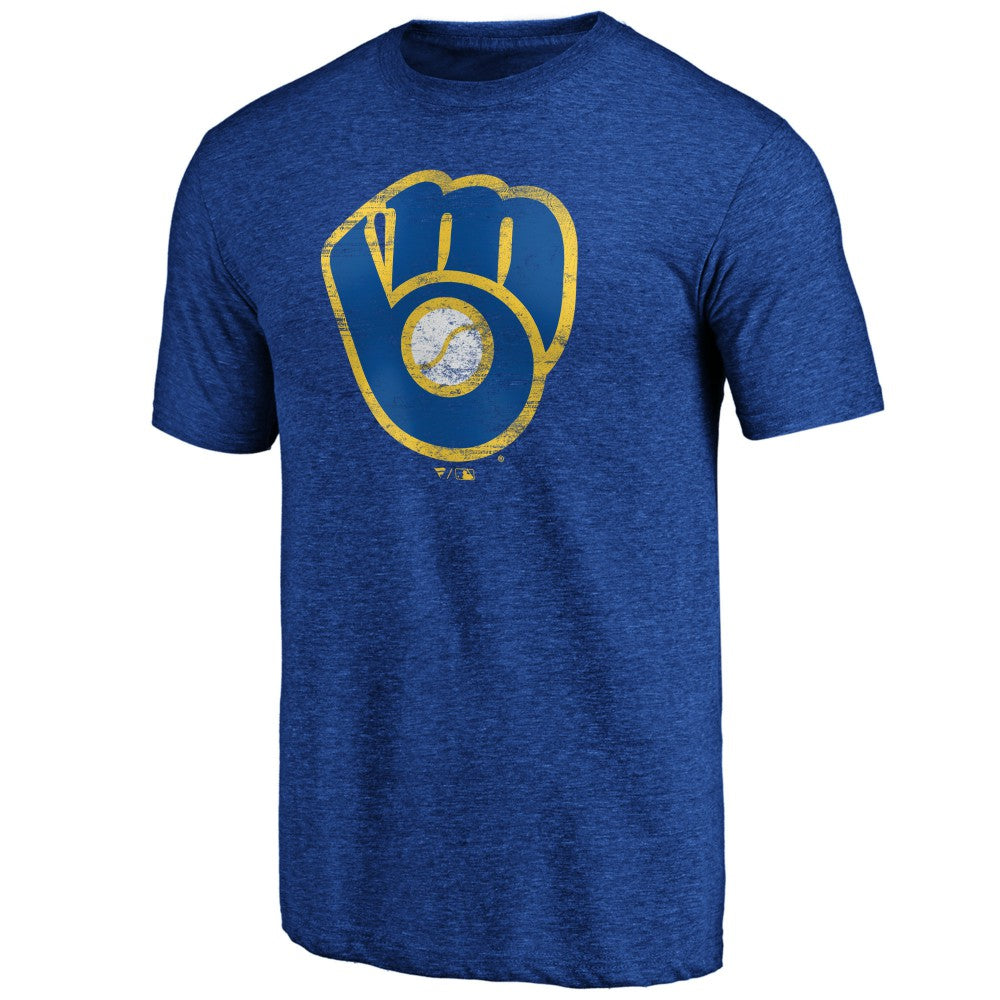 Milwaukee Brewers Official Logo Tri-Blend T-Shirt - Heather Royal