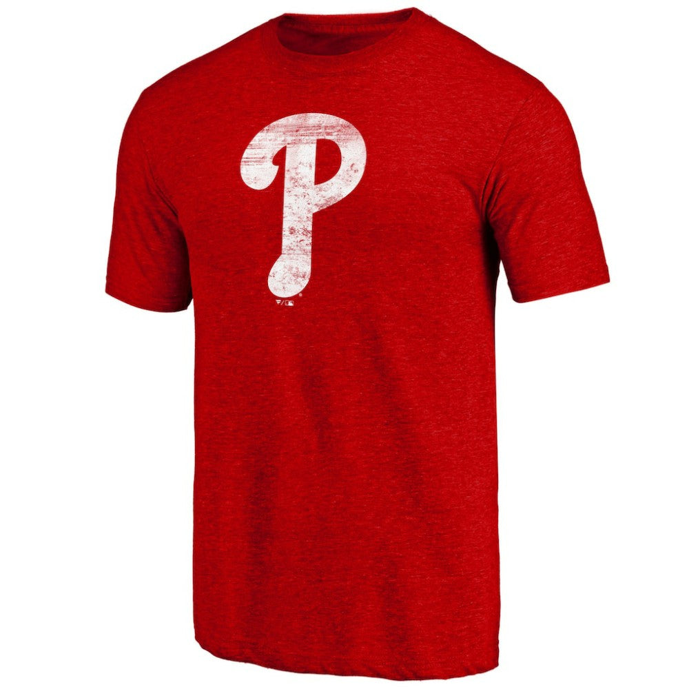 Philadelphia Phillies Official Logo Tri-Blend T-Shirt - Heather Red