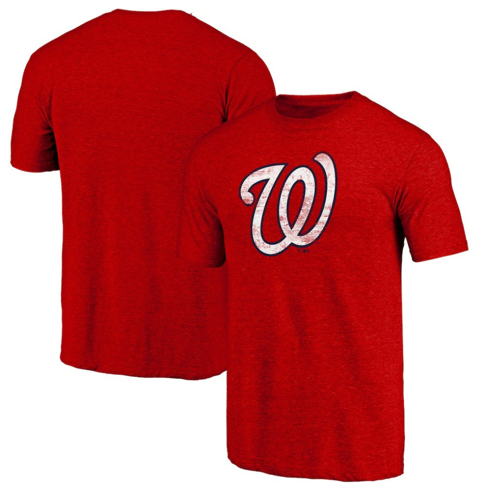 Washington Nationals Official Logo Tri-Blend T-Shirt - Heather Red