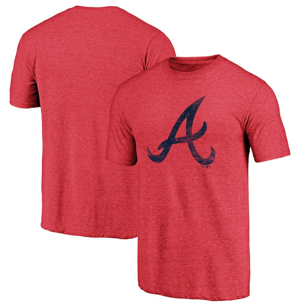 Atlanta Braves Official Logo Tri-Blend T-Shirt - Heather Red