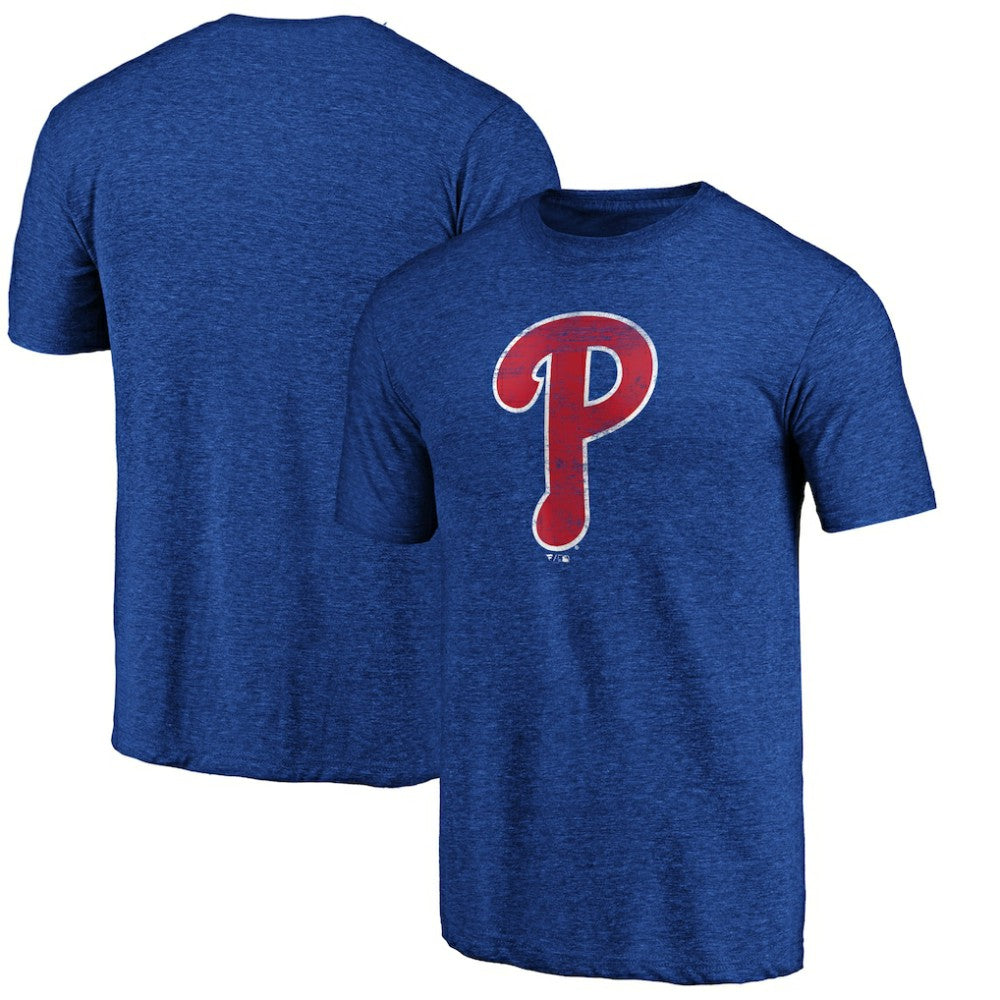 Philadelphia Phillies Official Logo Tri-Blend T-Shirt - Heather Royal