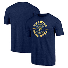 Milwaukee Brewers Hometown Collection Brewing Up Tri-Blend T-Shirt - Heather Navy
