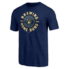 Milwaukee Brewers Hometown Collection Brewing Up Tri-Blend T-Shirt - Heather Navy