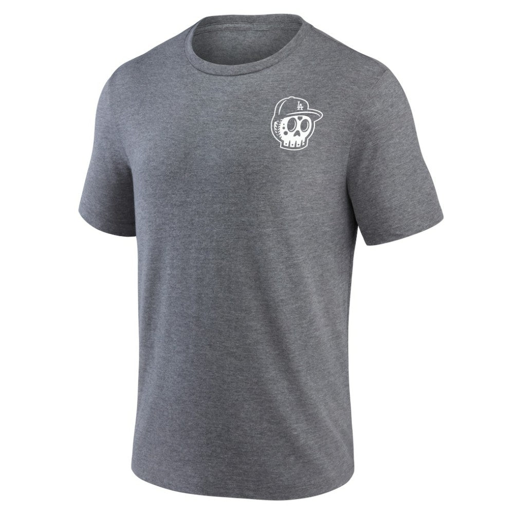 Los Angeles Dodgers Hometown Collection Sugar Skull Tri-Blend T-Shirt - Heather Gray