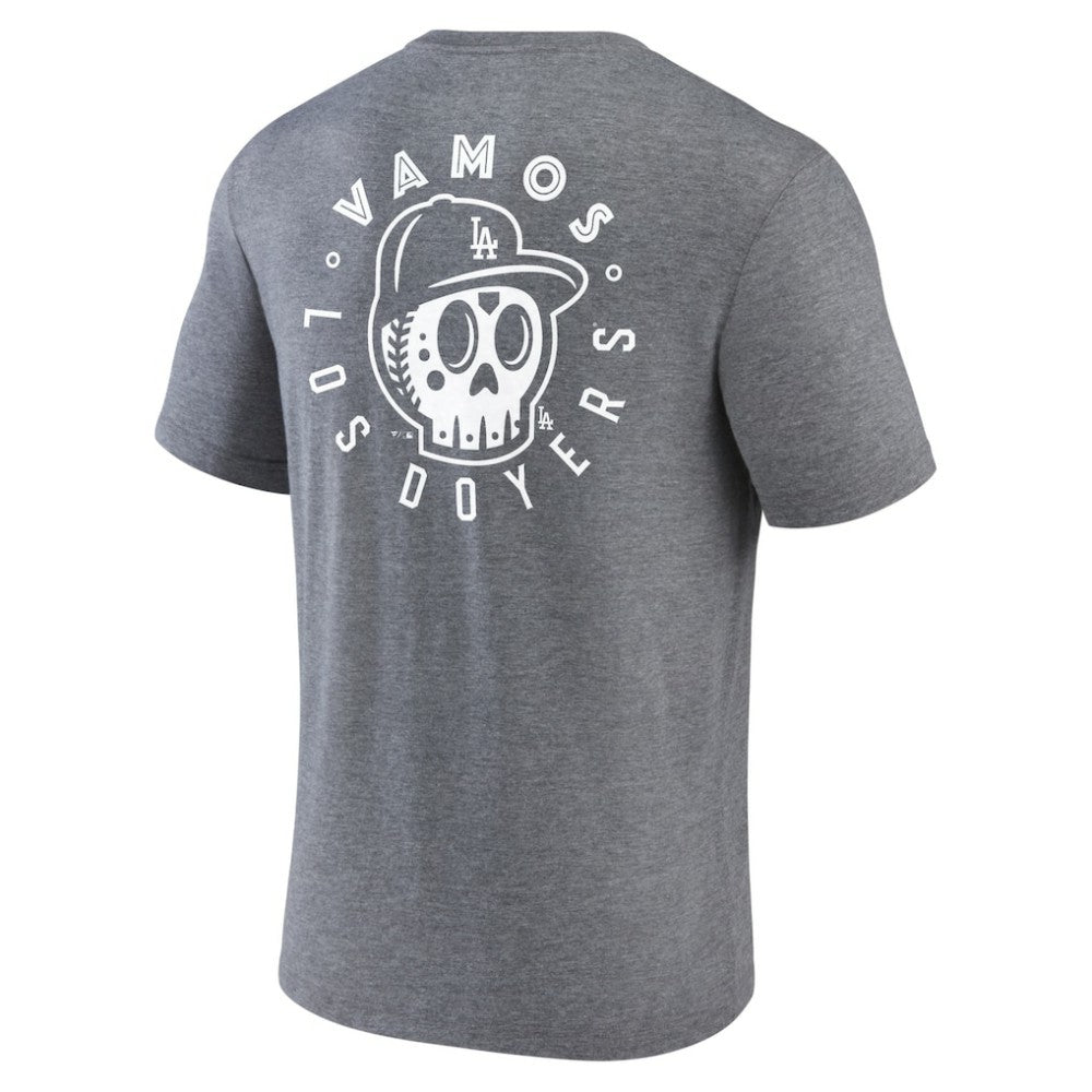 Los Angeles Dodgers Hometown Collection Sugar Skull Tri-Blend T-Shirt - Heather Gray