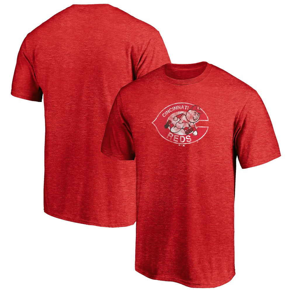 Cincinnati Reds Cooperstown Collection Throwback Logo Tri-Blend T-Shirt - Heather Red