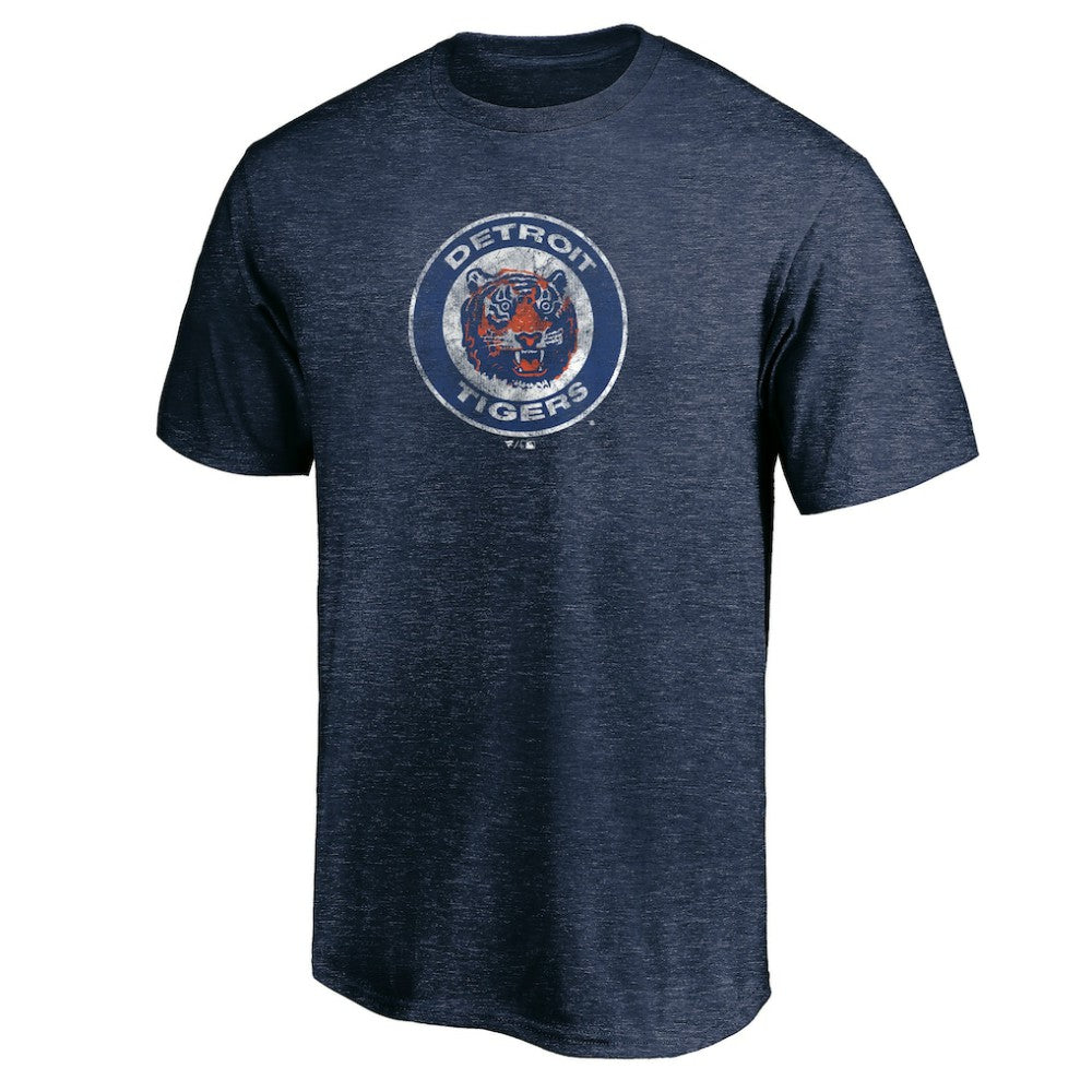 Detroit Tigers Cooperstown Collection Throwback Logo Tri-Blend T-Shirt - Heather Navy