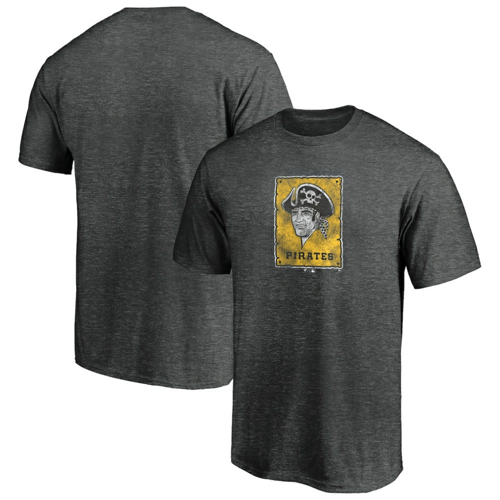 Pittsburgh Pirates Cooperstown Collection Throwback Logo Tri-Blend T-Shirt - Heather Charcoal