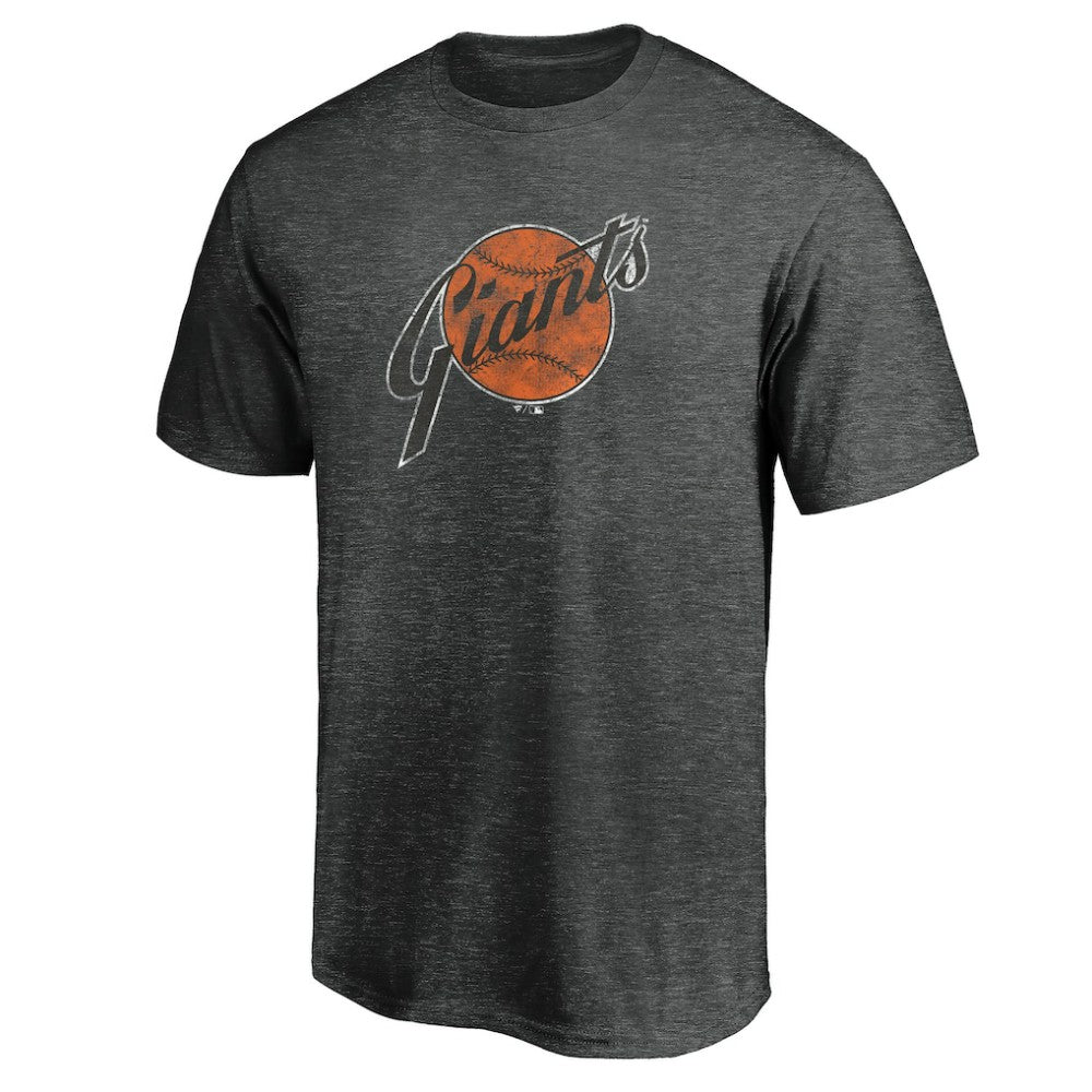 San Francisco Giants Cooperstown Collection Throwback Logo Tri-Blend T-Shirt - Heather Charcoal