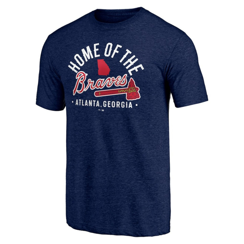 Atlanta Braves Hometown Collection Home Of The Braves Tri-Blend T-Shirt - Heather Navy