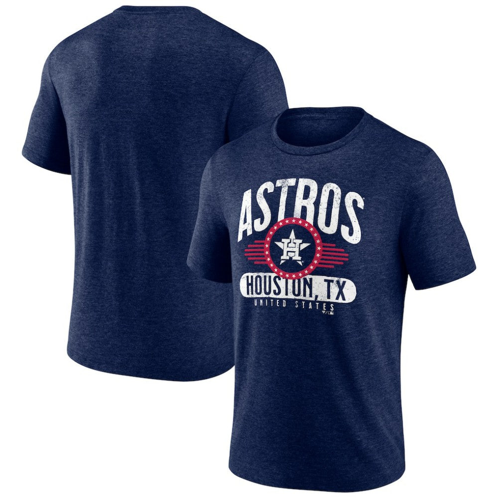 Houston Astros Badge of Honor Tri-Blend T-Shirt - Heather Navy