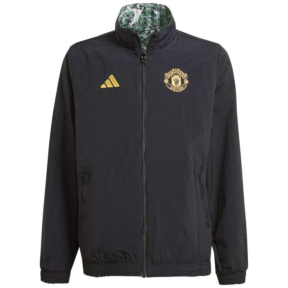 Manchester United x Stone Roses Originals Youth 2023/24 Reversible Anthem Full-Zip Jacket - Black | Adidas on sale