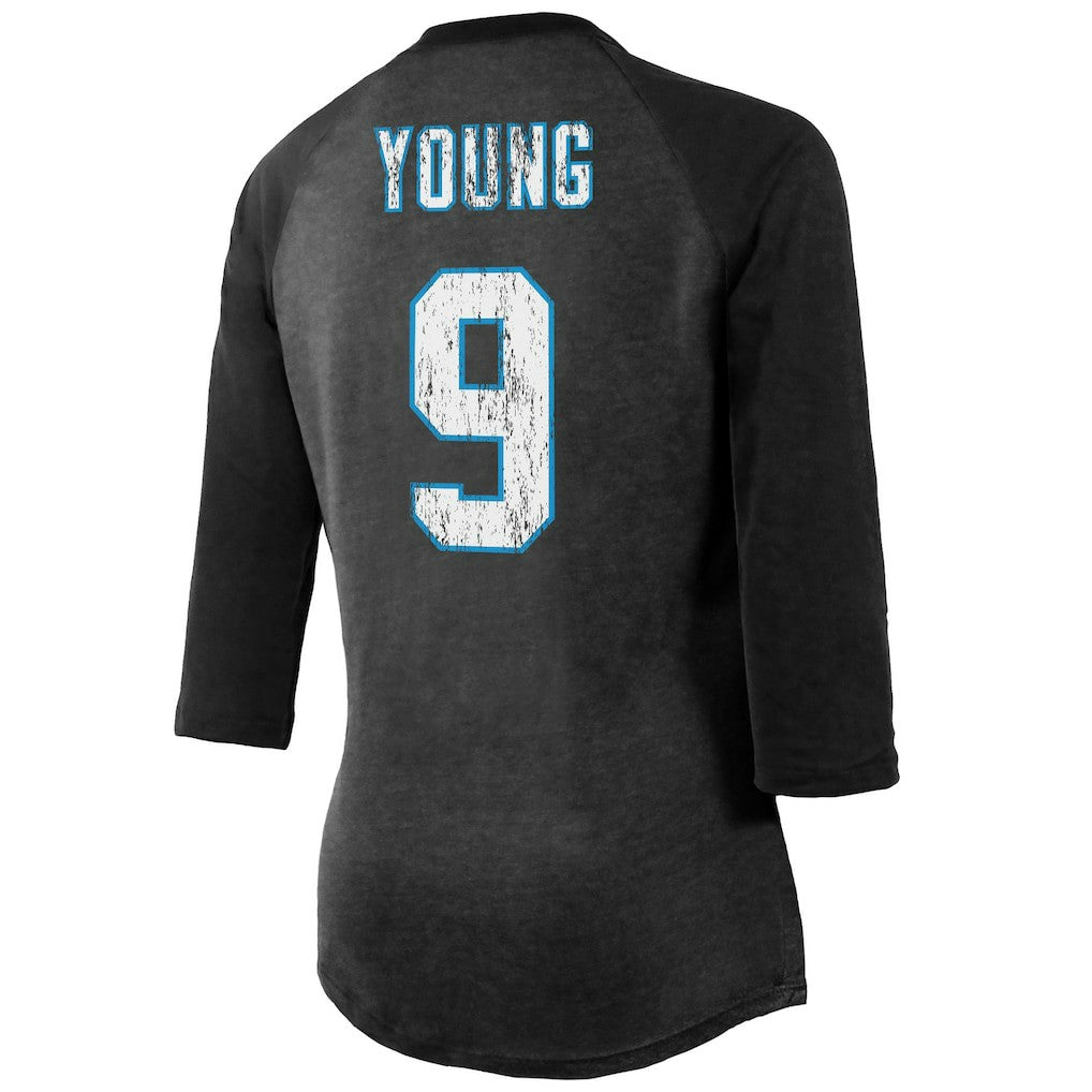 Bryce Young Carolina Panthers Majestic Threads Women's Player Name & Number Tri-Blend 3/4-Sleeve Fitted T-Shirt - Black sale