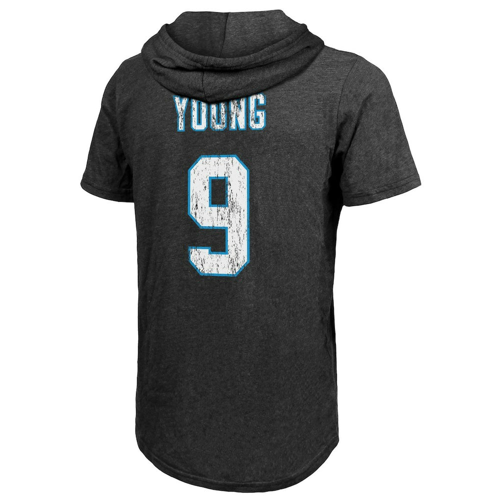 Bryce Young Carolina Panthers Majestic Threads Player Name & Number Tri-Blend Slim Fit Hoodie T-Shirt - Black on sale